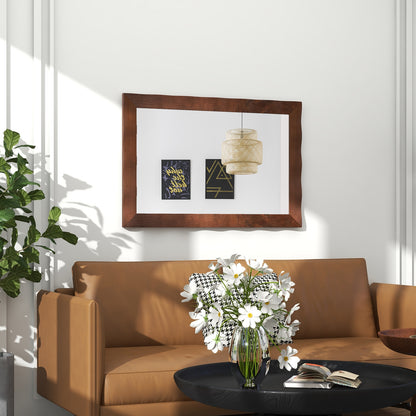 41.5 x 28 Inches Farmhouse Wall Mirror, Solid Wood Frame, Brown Wall Mirrors at Gallery Canada