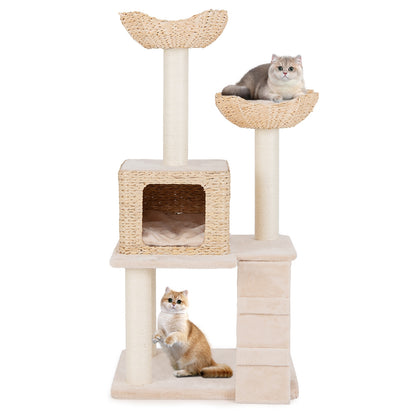 48 Inch Cattail Cat Tower, Sisal Scratching Posts, Perch, Condo, Beige Cat Trees Condos & Scratchers at Gallery Canada