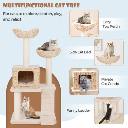 48 Inch Cattail Cat Tower, Sisal Scratching Posts, Perch, Condo, Beige Cat Trees Condos & Scratchers at Gallery Canada