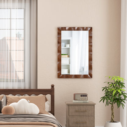 41.5 x 28 Inches Farmhouse Wall Mirror, Solid Wood Frame, Brown Wall Mirrors at Gallery Canada