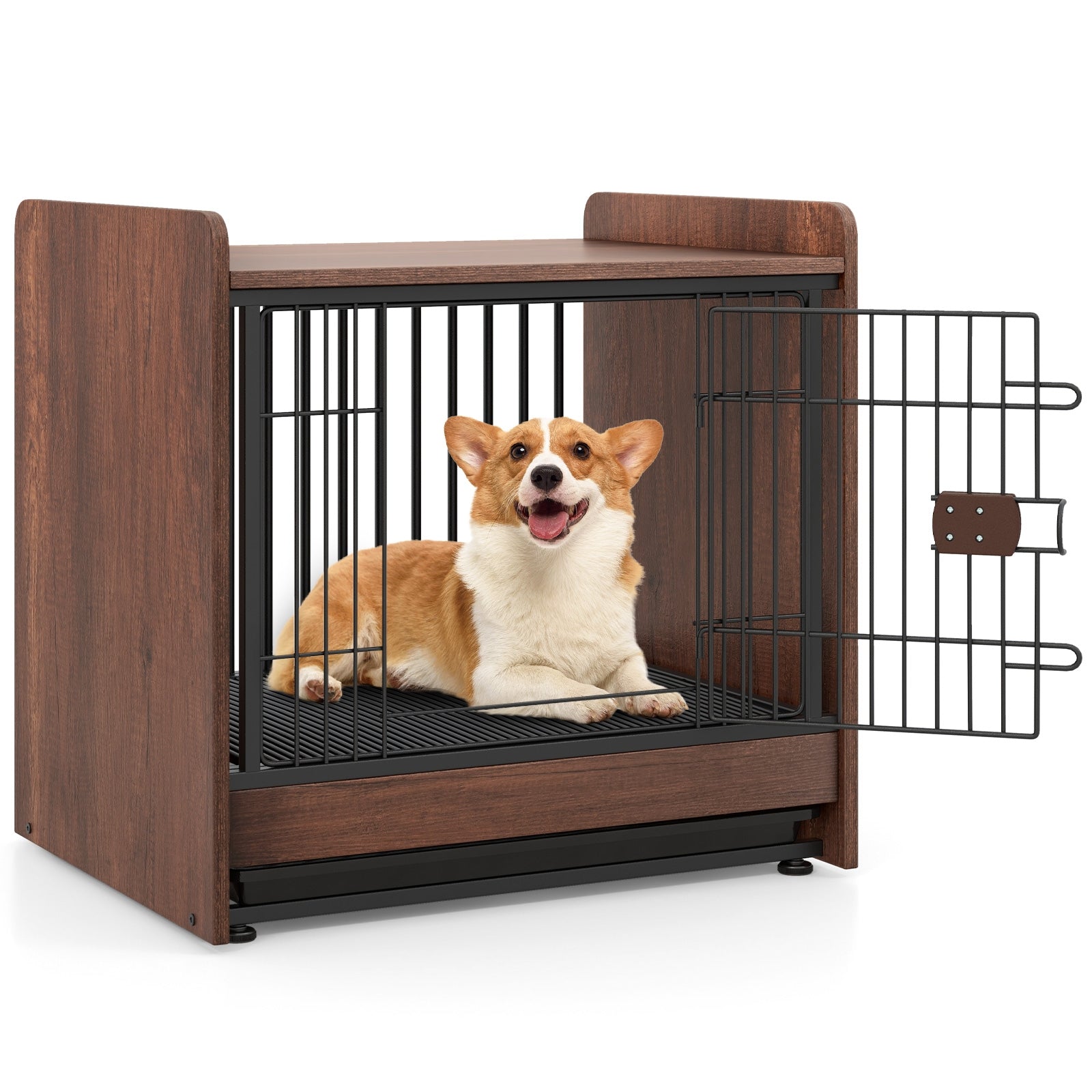 Indoor Dog Crate With Removable Tray, Rustic Brown Dog Kennels at Gallery Canada