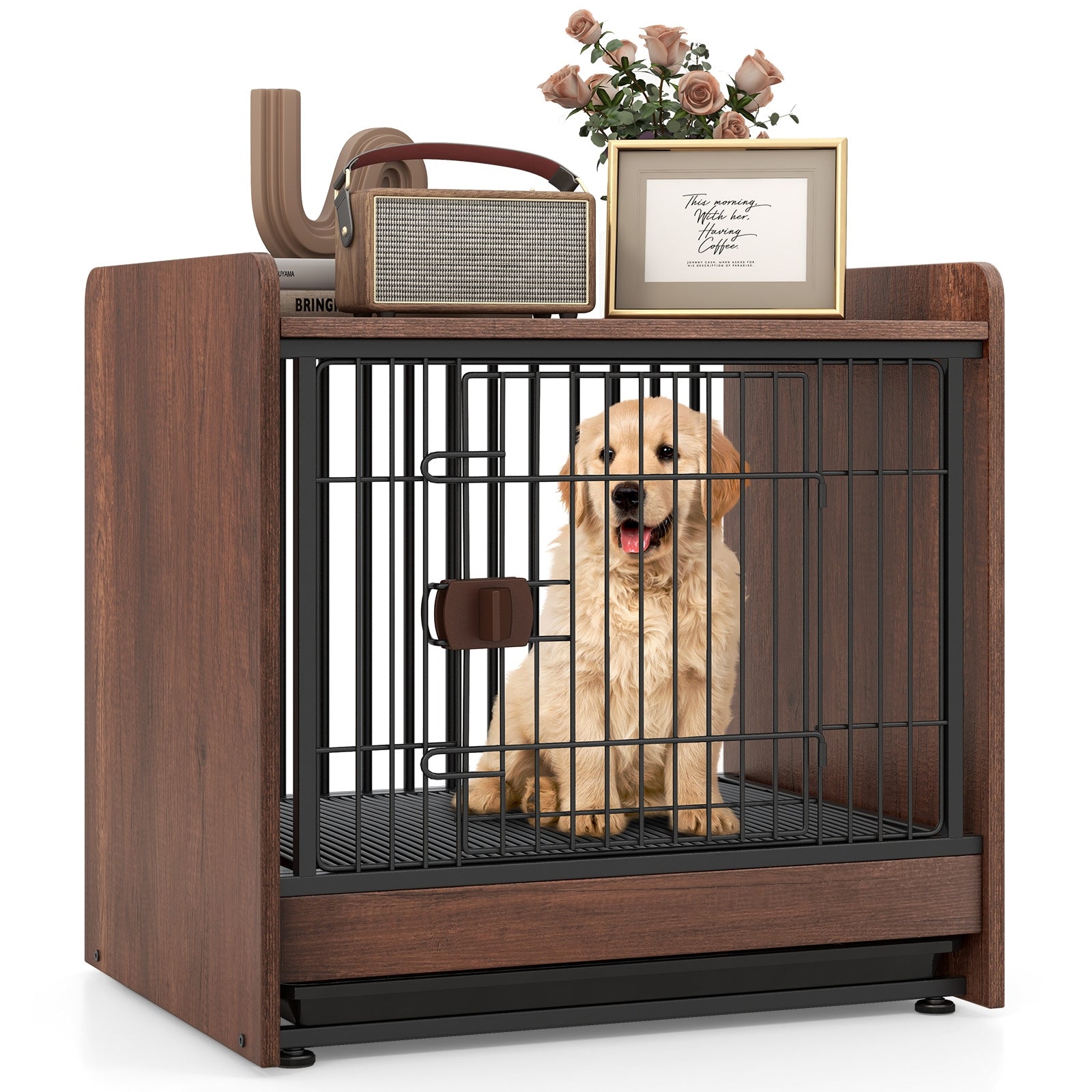 Indoor Dog Crate With Removable Tray, Rustic Brown Dog Kennels at Gallery Canada