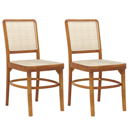 Set Of 2 Boho Dining Chairs, Rattan With Teak Wood Structure, Natural Dining Chairs Natural at Gallery Canada