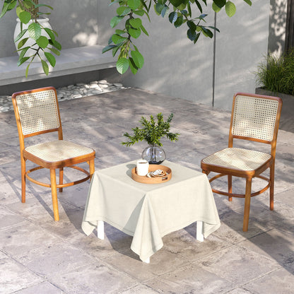Set Of 2 Boho Dining Chairs, Rattan With Teak Wood Structure, Natural Dining Chairs at Gallery Canada