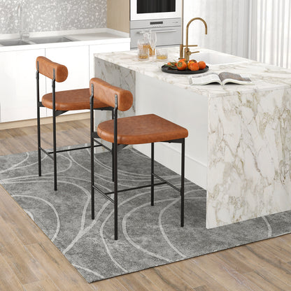 20 Inch Upholstered Bar Stools, Set of 2, Brown Bar Stools at Gallery Canada