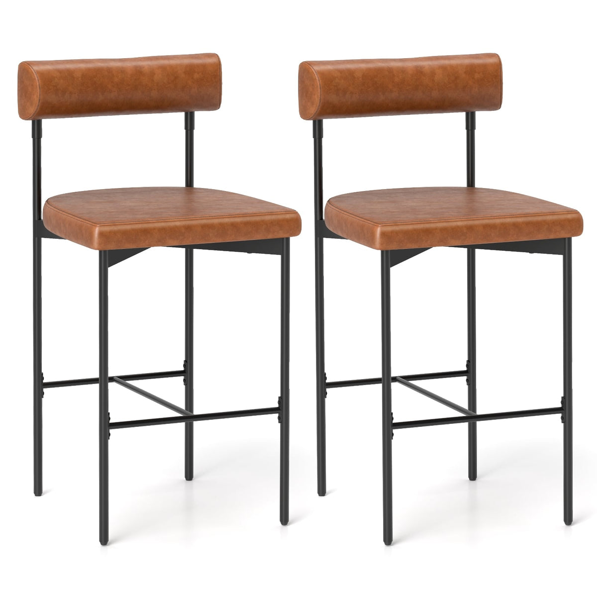 20 Inch Upholstered Bar Stools, Set of 2, Brown Bar Stools at Gallery Canada
