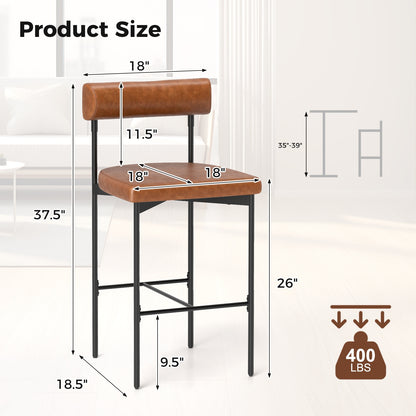 20 Inch Upholstered Bar Stools, Set of 2, Brown Bar Stools at Gallery Canada