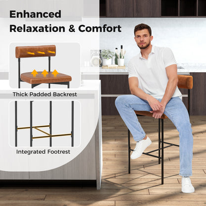 20 Inch Upholstered Bar Stools, Set of 2, Brown Bar Stools at Gallery Canada