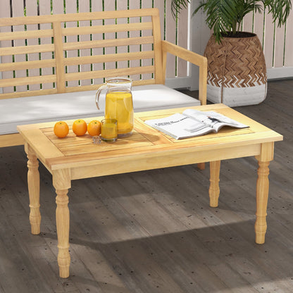 Patio Coffee Table, Solid Teak Wood Structure, Slatted Tabletop, Natural Patio Coffee Tables at Gallery Canada