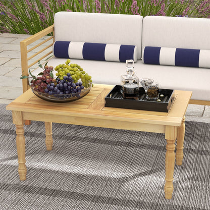 Patio Coffee Table, Solid Teak Wood Structure, Slatted Tabletop, Natural Patio Coffee Tables at Gallery Canada