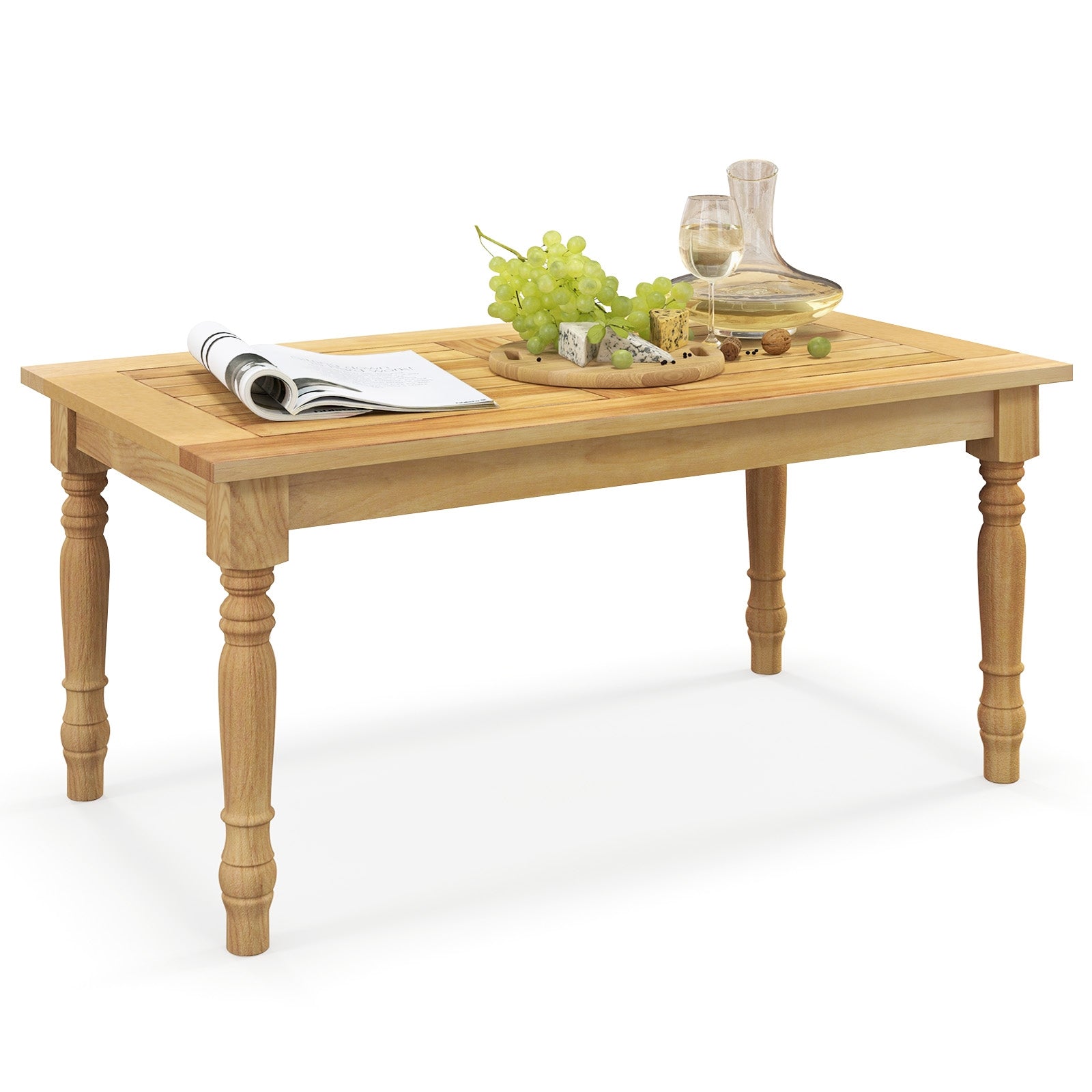 Patio Coffee Table, Solid Teak Wood Structure, Slatted Tabletop, Natural Patio Coffee Tables at Gallery Canada