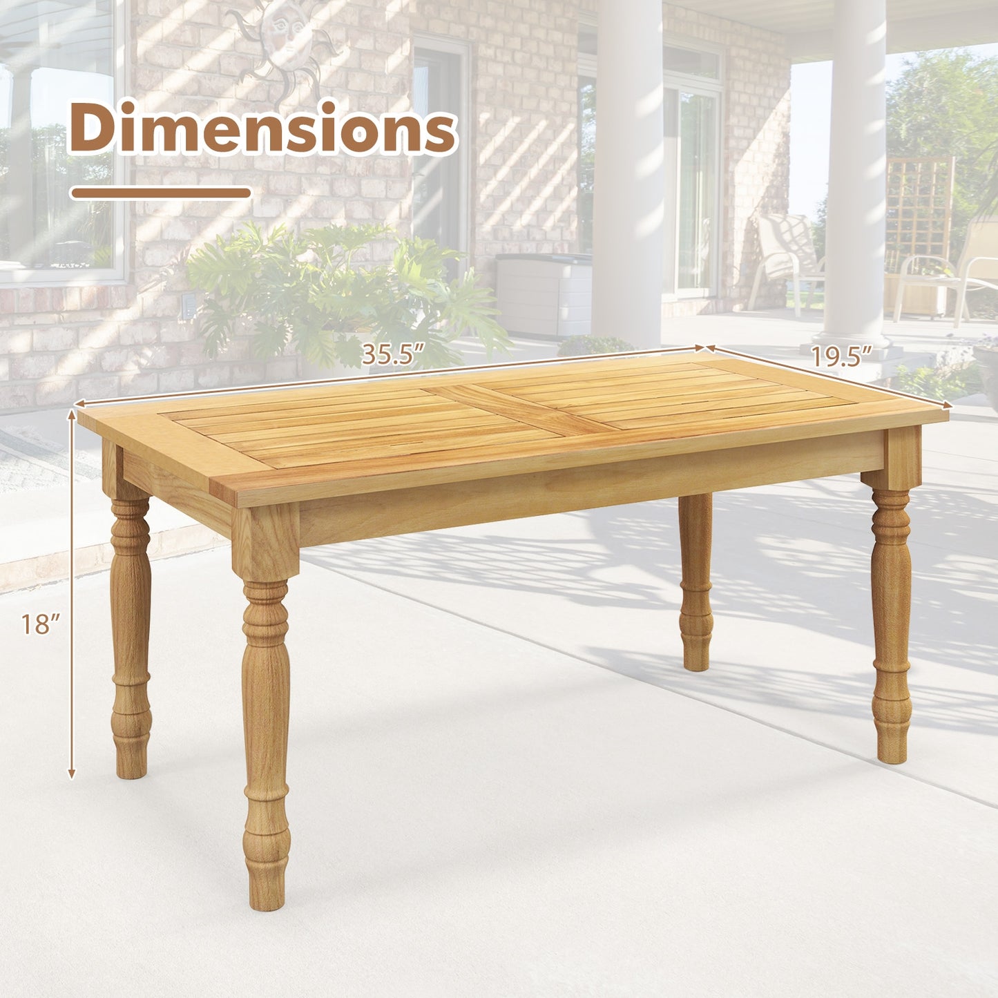 Patio Coffee Table, Solid Teak Wood Structure, Slatted Tabletop, Natural Patio Coffee Tables at Gallery Canada