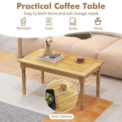Patio Coffee Table, Solid Teak Wood Structure, Slatted Tabletop, Natural Patio Coffee Tables at Gallery Canada