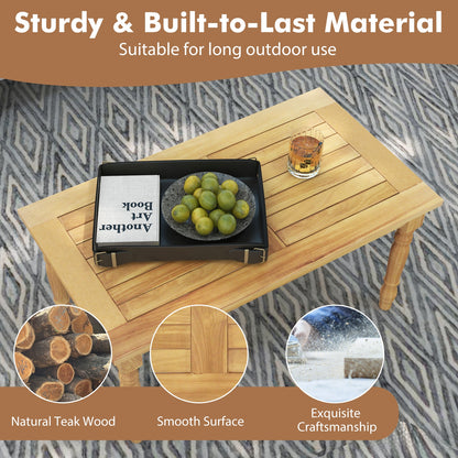 Patio Coffee Table, Solid Teak Wood Structure, Slatted Tabletop, Natural Patio Coffee Tables at Gallery Canada