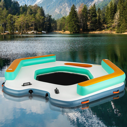8.7 Feet Inflatable Floating Dock, Detachable Ladder, Mesh Swim Lounge, Multicolor Swimming Multicolor at Gallery Canada