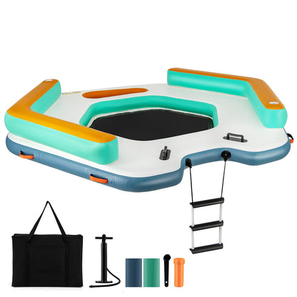 8.7 Feet Inflatable Floating Dock, Detachable Ladder, Mesh Swim Lounge, Multicolor Swimming at Gallery Canada