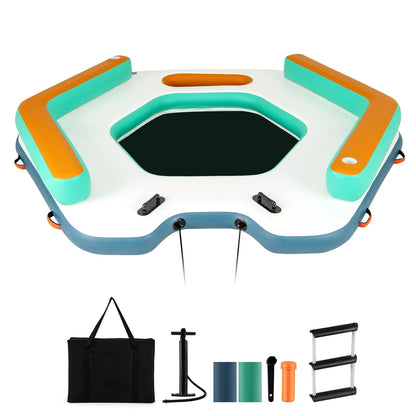 8.7 Feet Inflatable Floating Dock, Detachable Ladder, Mesh Swim Lounge, Multicolor Swimming at Gallery Canada