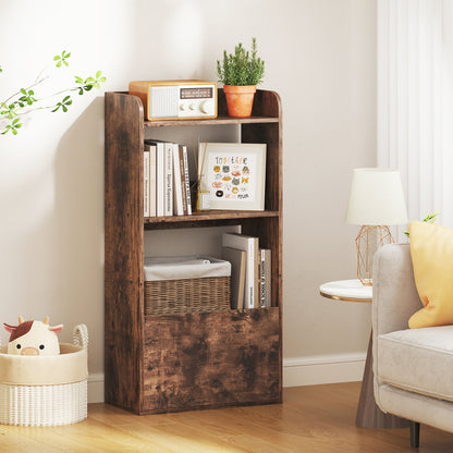 Freestanding Bookshelf, 3-Tier Open Shelf, Rustic Brown Bookcases at Gallery Canada