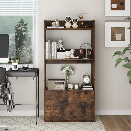 Freestanding Bookshelf, 3-Tier Open Shelf, Rustic Brown Bookcases at Gallery Canada