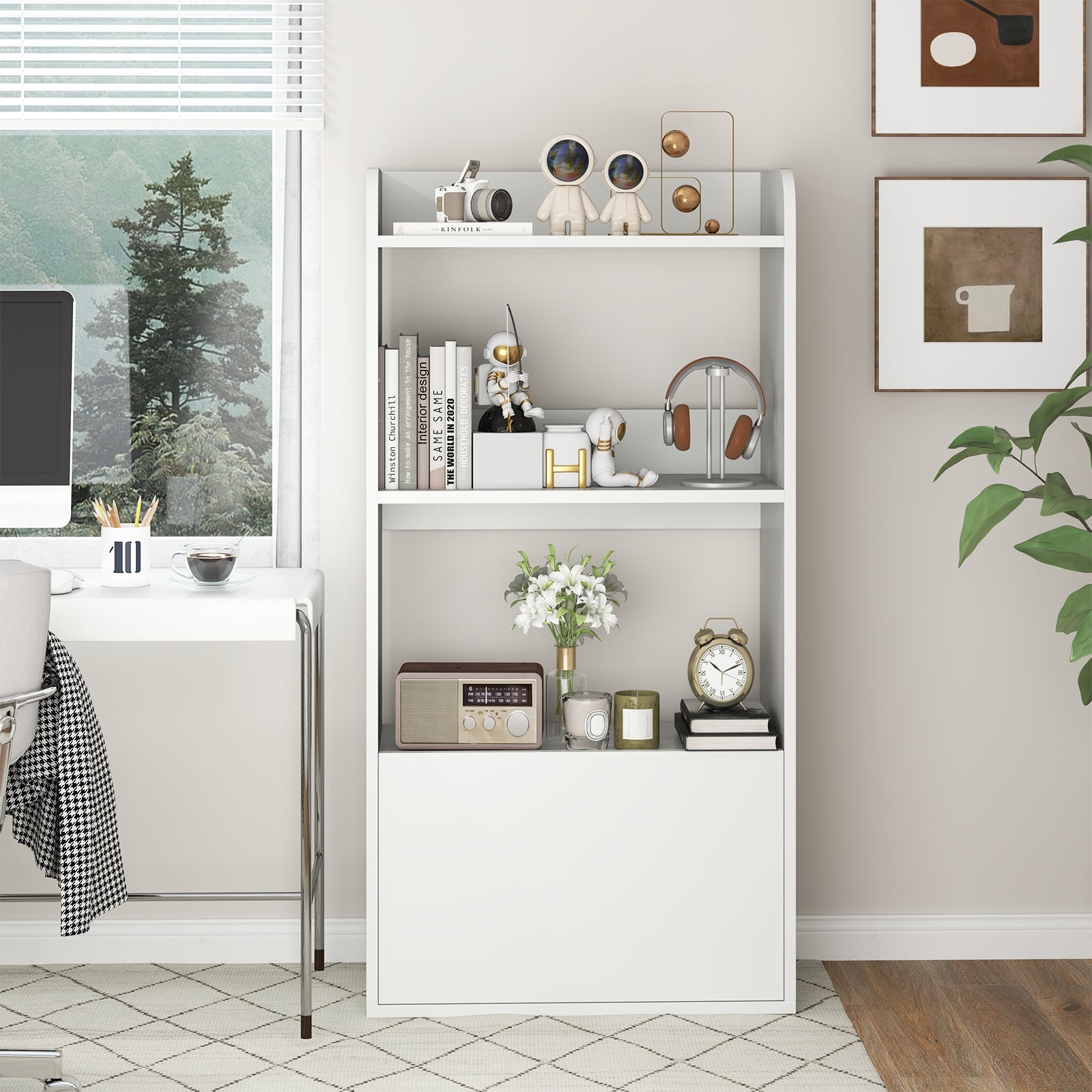 3-Tier Open Shelf Freestanding Bookshelf, White Bookcases at Gallery Canada