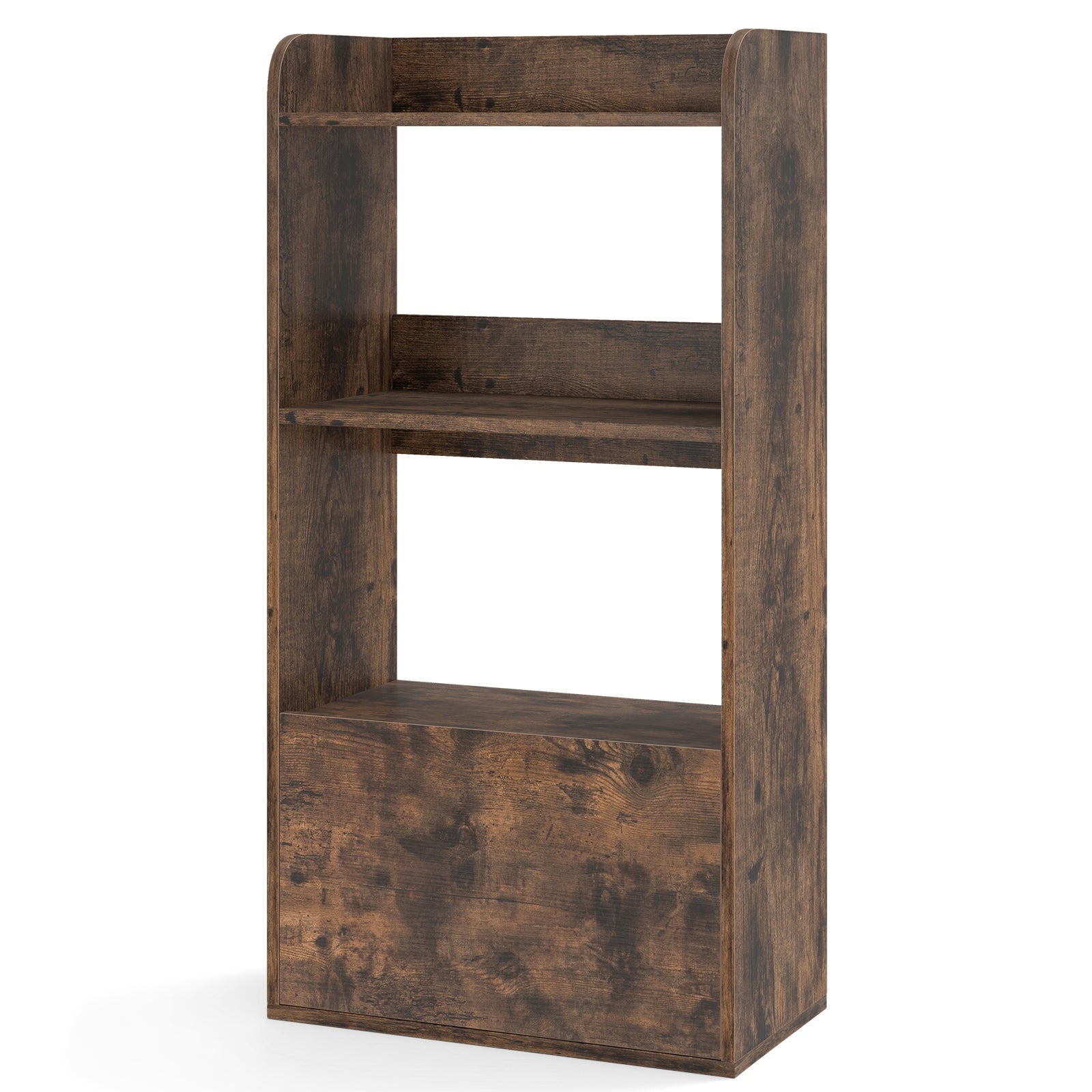 Freestanding Bookshelf, 3-Tier Open Shelf, Rustic Brown Bookcases at Gallery Canada