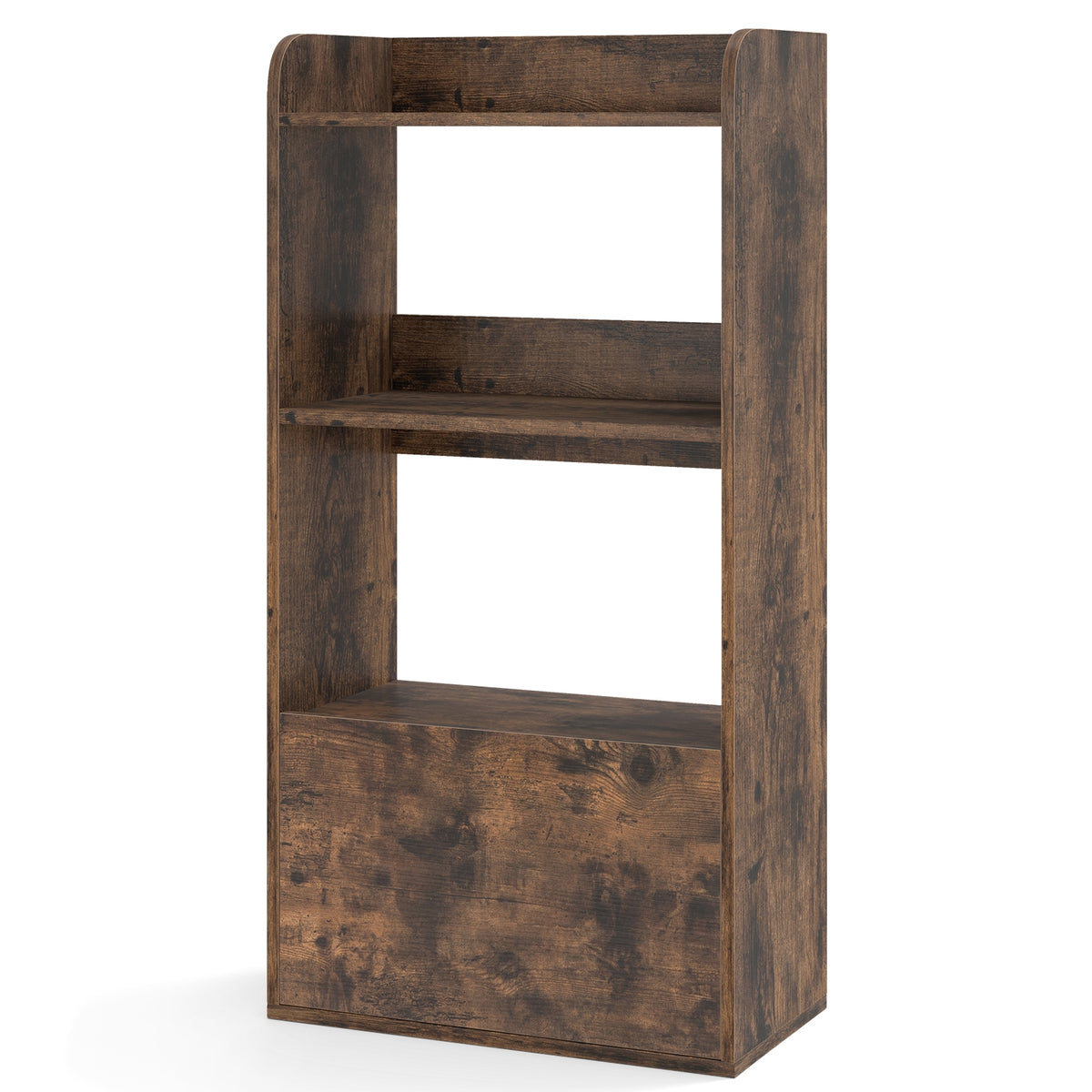 Freestanding Bookshelf, 3-Tier Open Shelf, Rustic Brown Bookcases at Gallery Canada