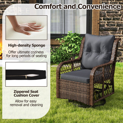 3-Piece Patio Set, Swivel Glider Chairs, 2-Tier Side Table, Cushions, Black Patio Conversation Sets at Gallery Canada