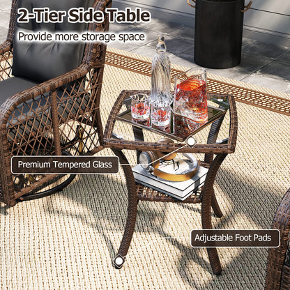 3-Piece Patio Set, Swivel Glider Chairs, 2-Tier Side Table, Cushions, Black Patio Conversation Sets at Gallery Canada