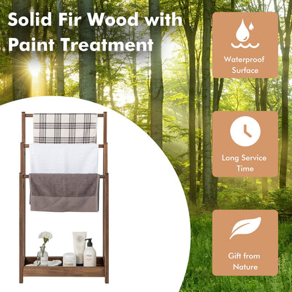 Freestanding Towel Rack, 3-Bar Drying Stand, Rustic Brown Towel Racks at Gallery Canada