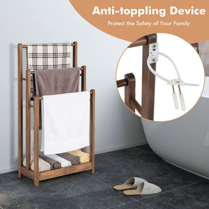 Freestanding Towel Rack, 3-Bar Drying Stand, Rustic Brown Towel Racks at Gallery Canada