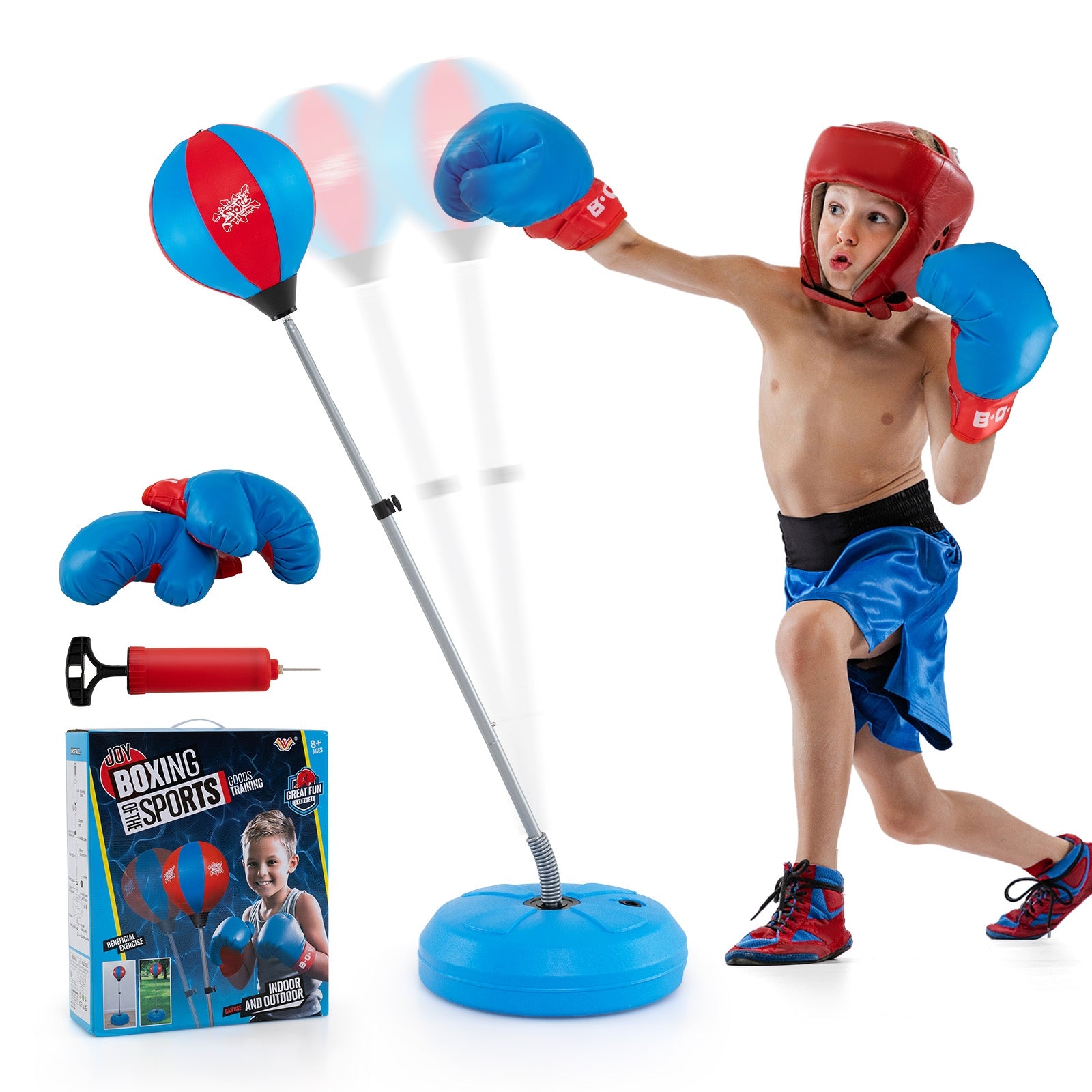 Adjustable Punching Bag With Stand, Boxing Gloves, Blue Boxing & Martial Arts at Gallery Canada