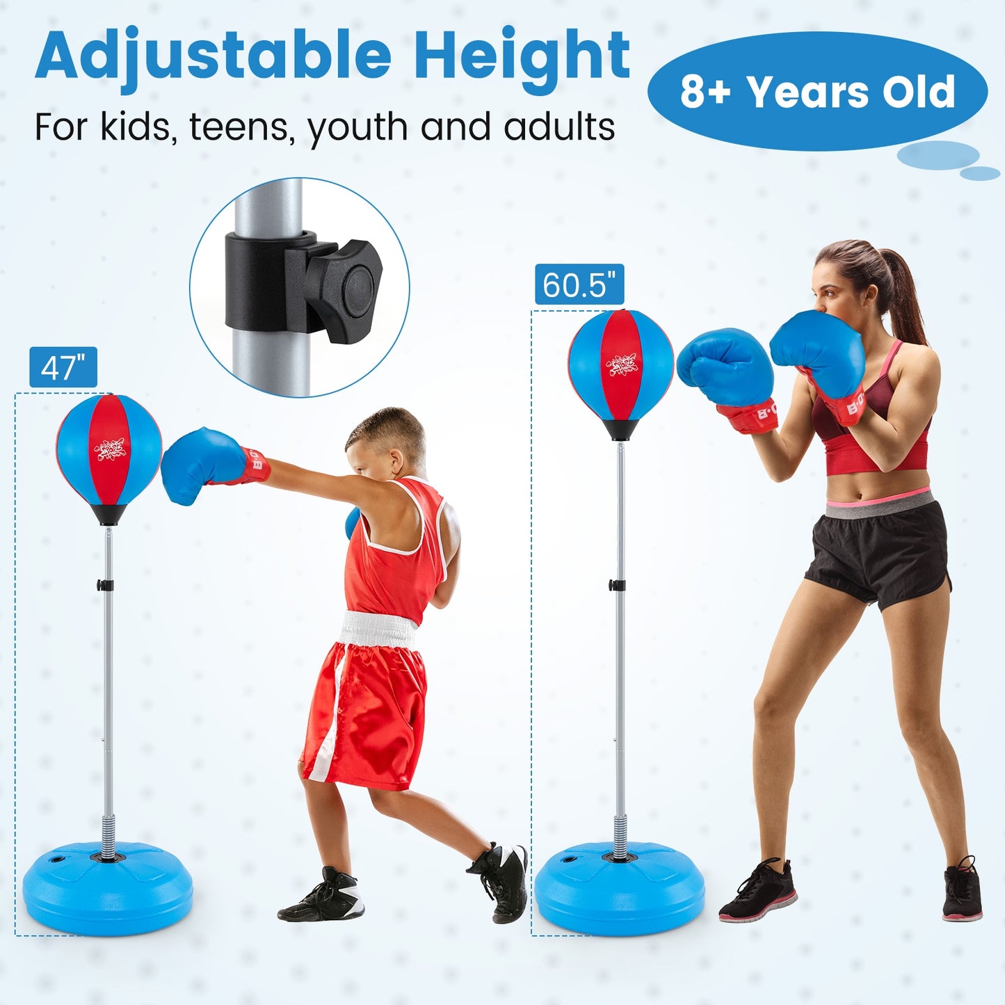 Adjustable Punching Bag With Stand, Boxing Gloves, Blue Boxing & Martial Arts at Gallery Canada