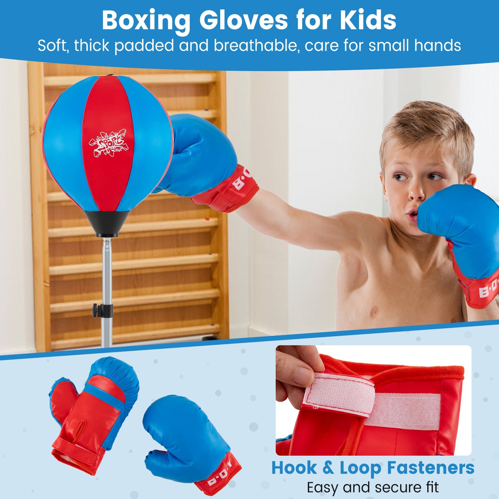 Adjustable Punching Bag With Stand, Boxing Gloves, Blue Boxing & Martial Arts at Gallery Canada