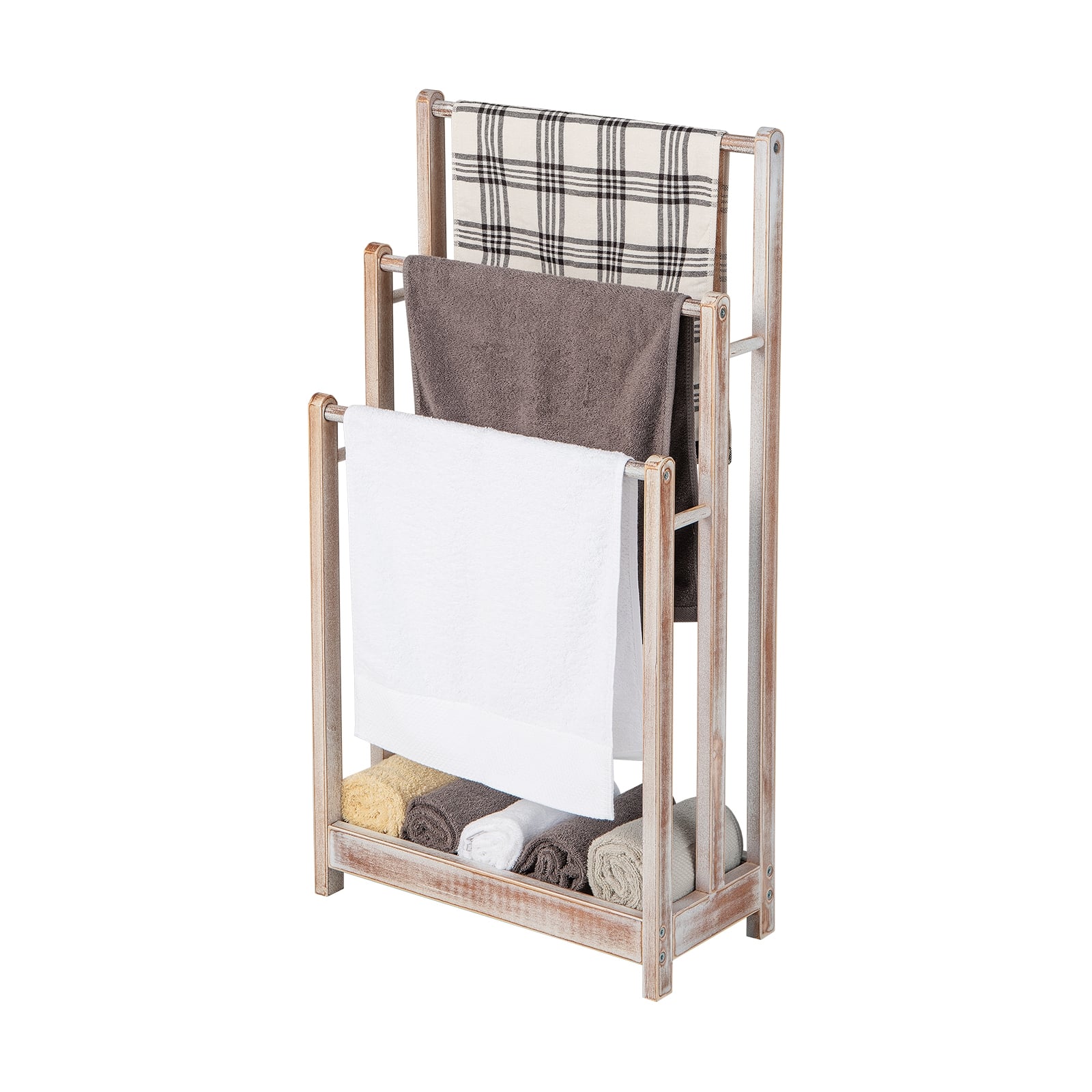 Freestanding Towel Rack, 3-Bar Drying Stand, White Towel Racks at Gallery Canada