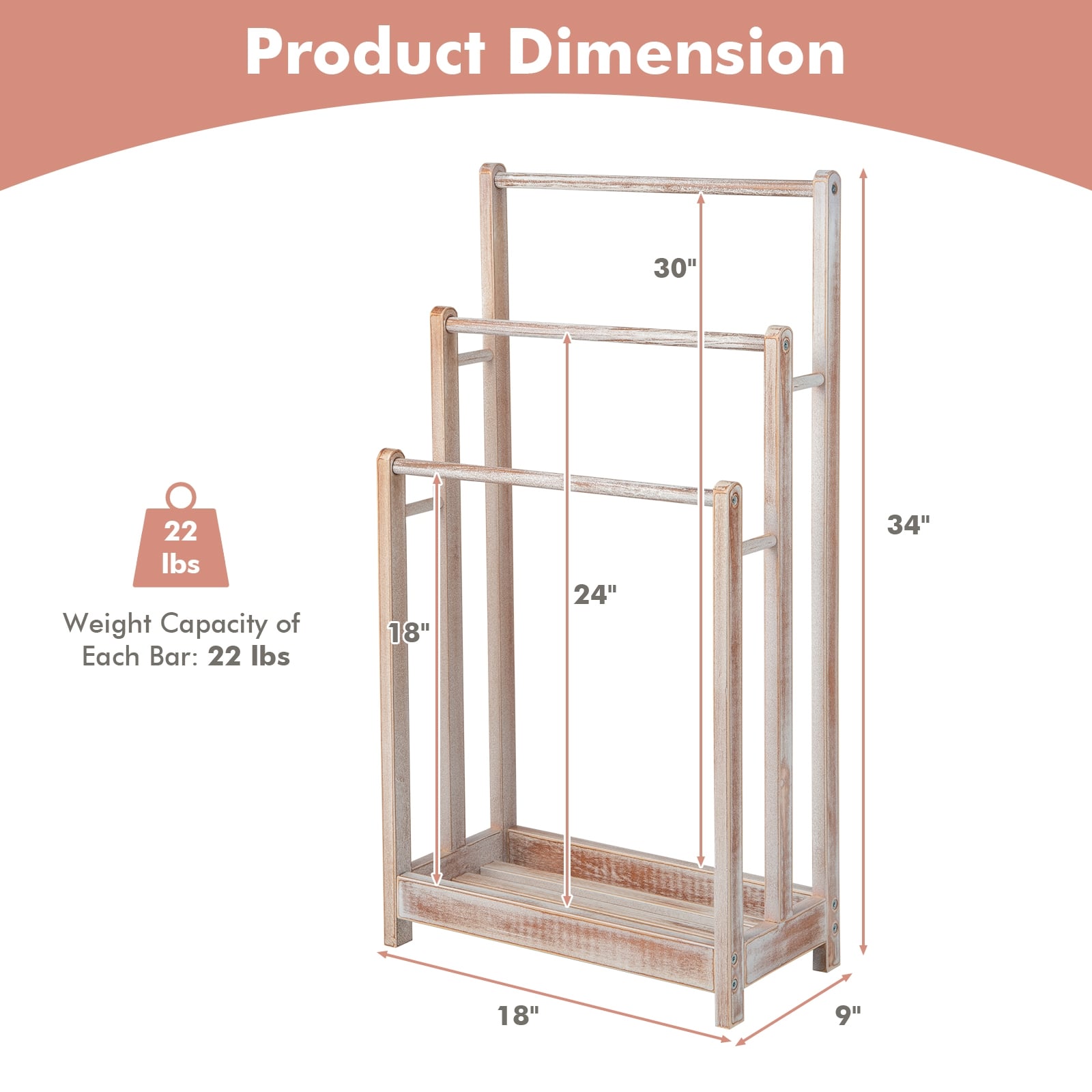 Freestanding Towel Rack, 3-Bar Drying Stand, White Towel Racks at Gallery Canada