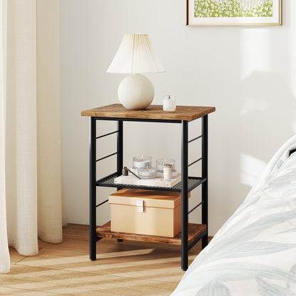 3-Tier End Table Nightstand, Industrial Bedside Table, Brown End & Side Tables at Gallery Canada