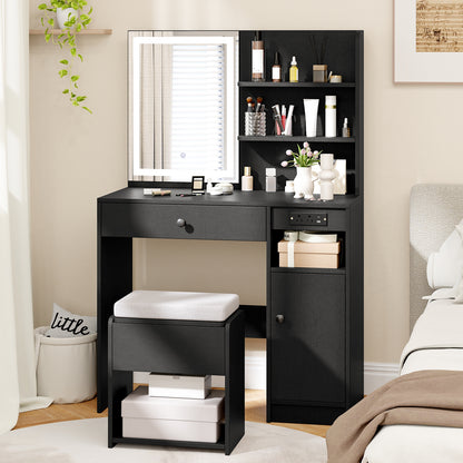 Vanity Desk With Mirror, Lights, Black Makeup Vanities at Gallery Canada