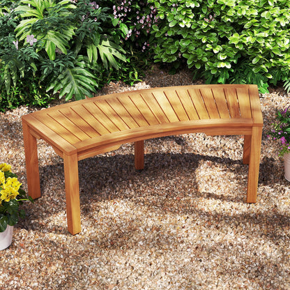 7-Piece Outdoor Acacia Wood Curved Garden Bench, 2-Person, Natural Outdoor Benches at Gallery Canada