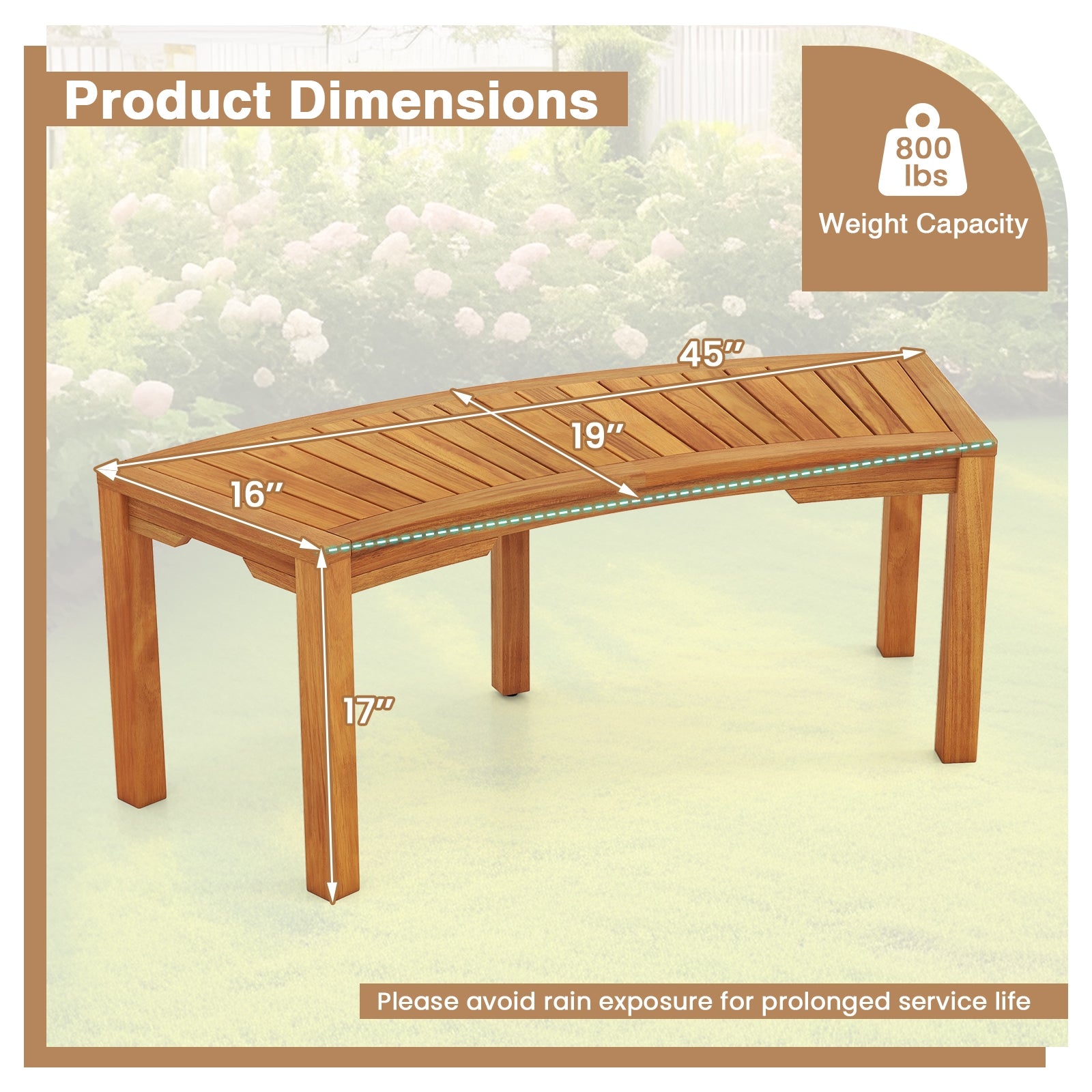 7-Piece Outdoor Acacia Wood Curved Garden Bench, 2-Person, Natural Outdoor Benches at Gallery Canada