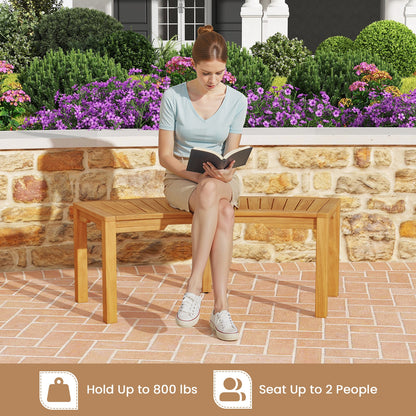 7-Piece Outdoor Acacia Wood Curved Garden Bench, 2-Person, Natural Outdoor Benches at Gallery Canada