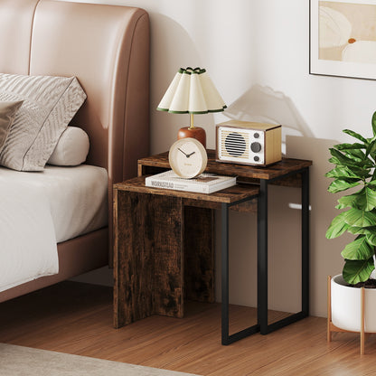 2-in-1 Nesting Coffee Table Set, Brown Coffee Tables at Gallery Canada
