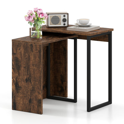 2-in-1 Nesting Coffee Table Set, Brown Coffee Tables Rustic Brown at Gallery Canada
