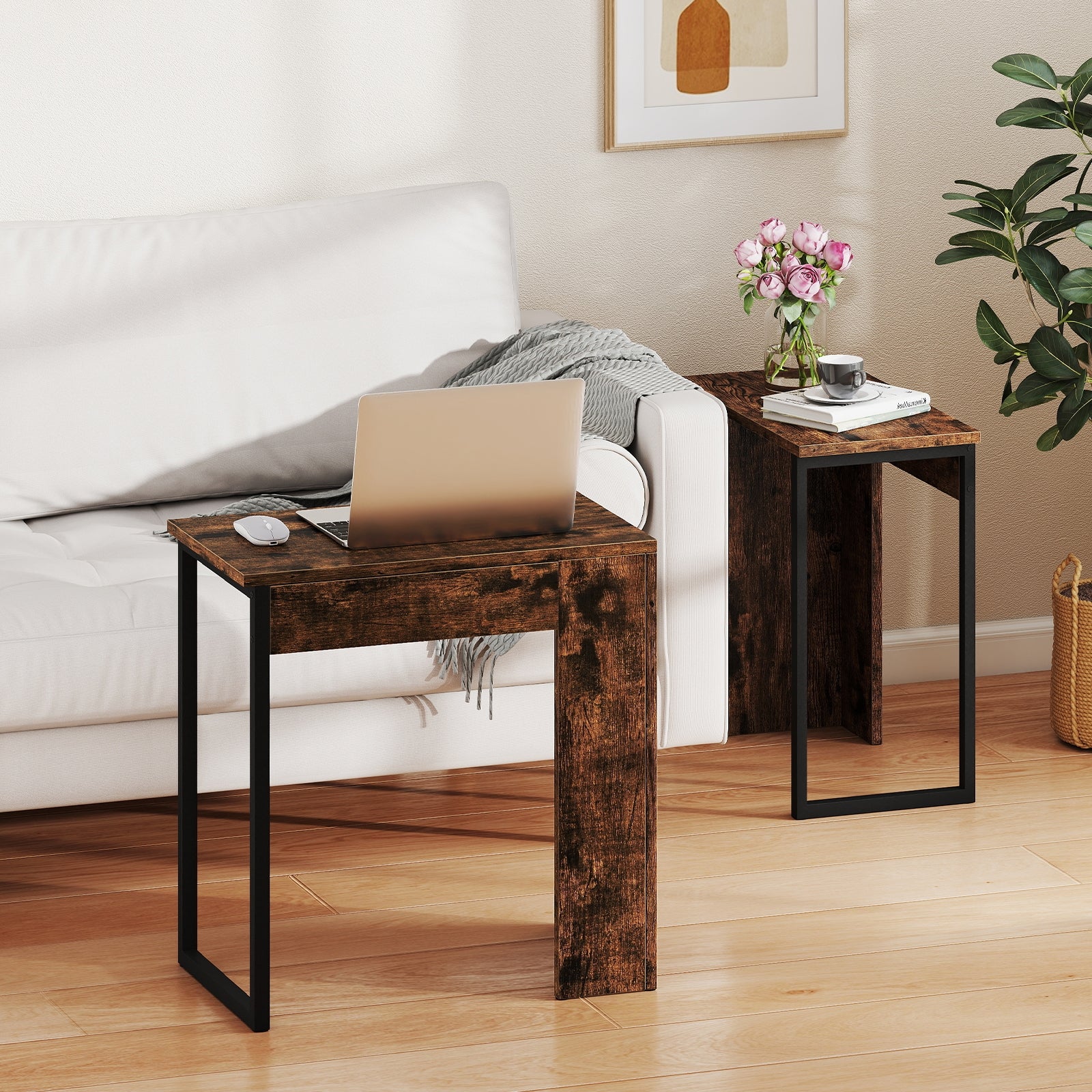 2-in-1 Nesting Coffee Table Set, Brown Coffee Tables at Gallery Canada