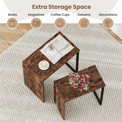 2-in-1 Nesting Coffee Table Set, Brown Coffee Tables at Gallery Canada