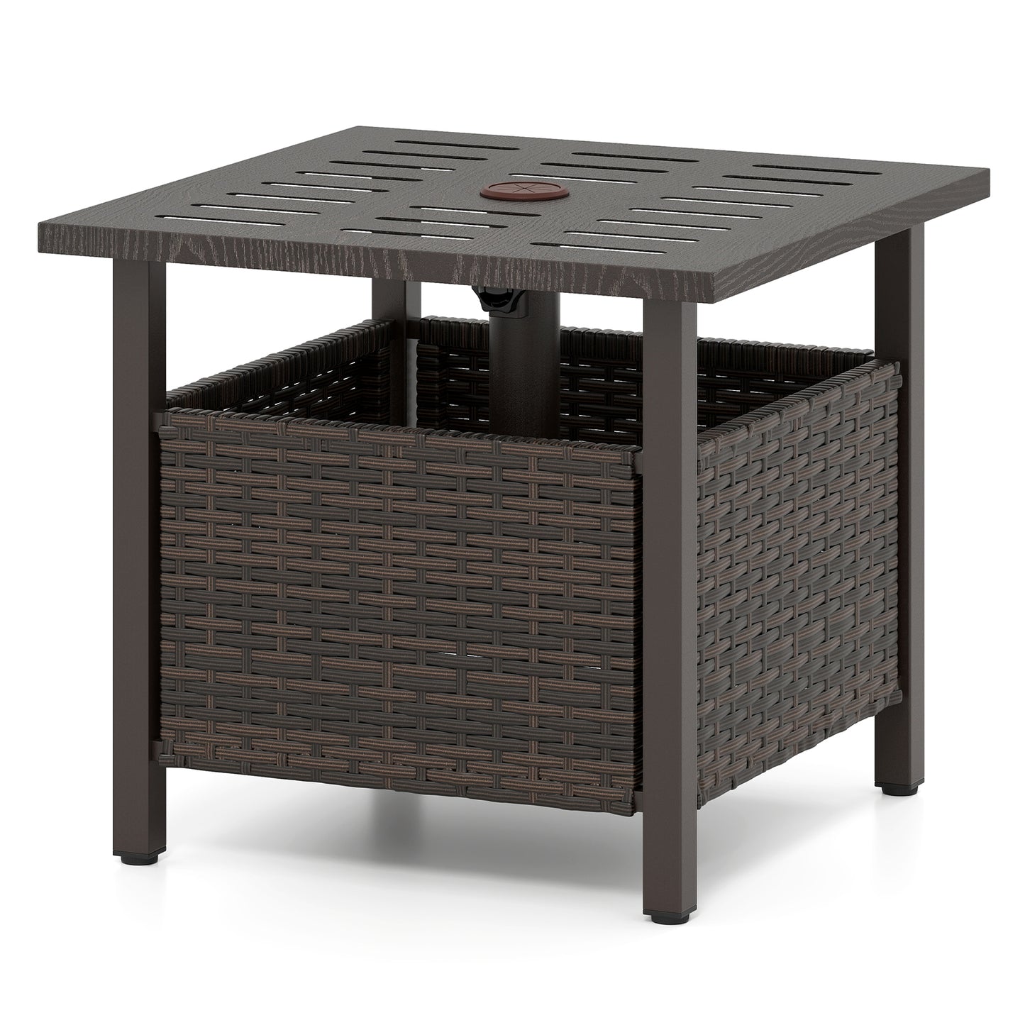 Outdoor Side Table, All-Weather PE Wicker Patio Table, Brown Patio Coffee Tables at Gallery Canada
