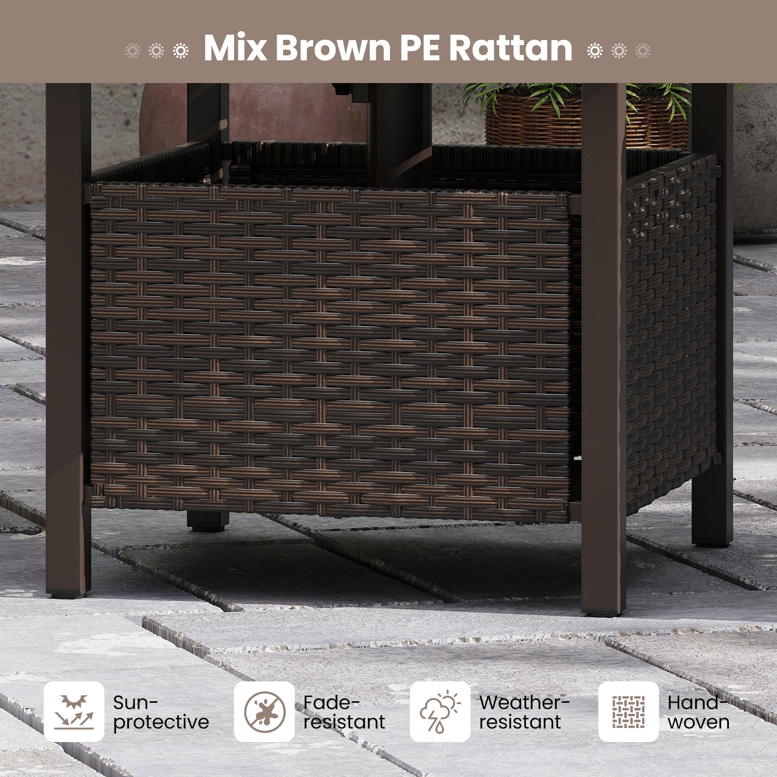 Outdoor Side Table, All-Weather PE Wicker Patio Table, Brown Patio Coffee Tables at Gallery Canada