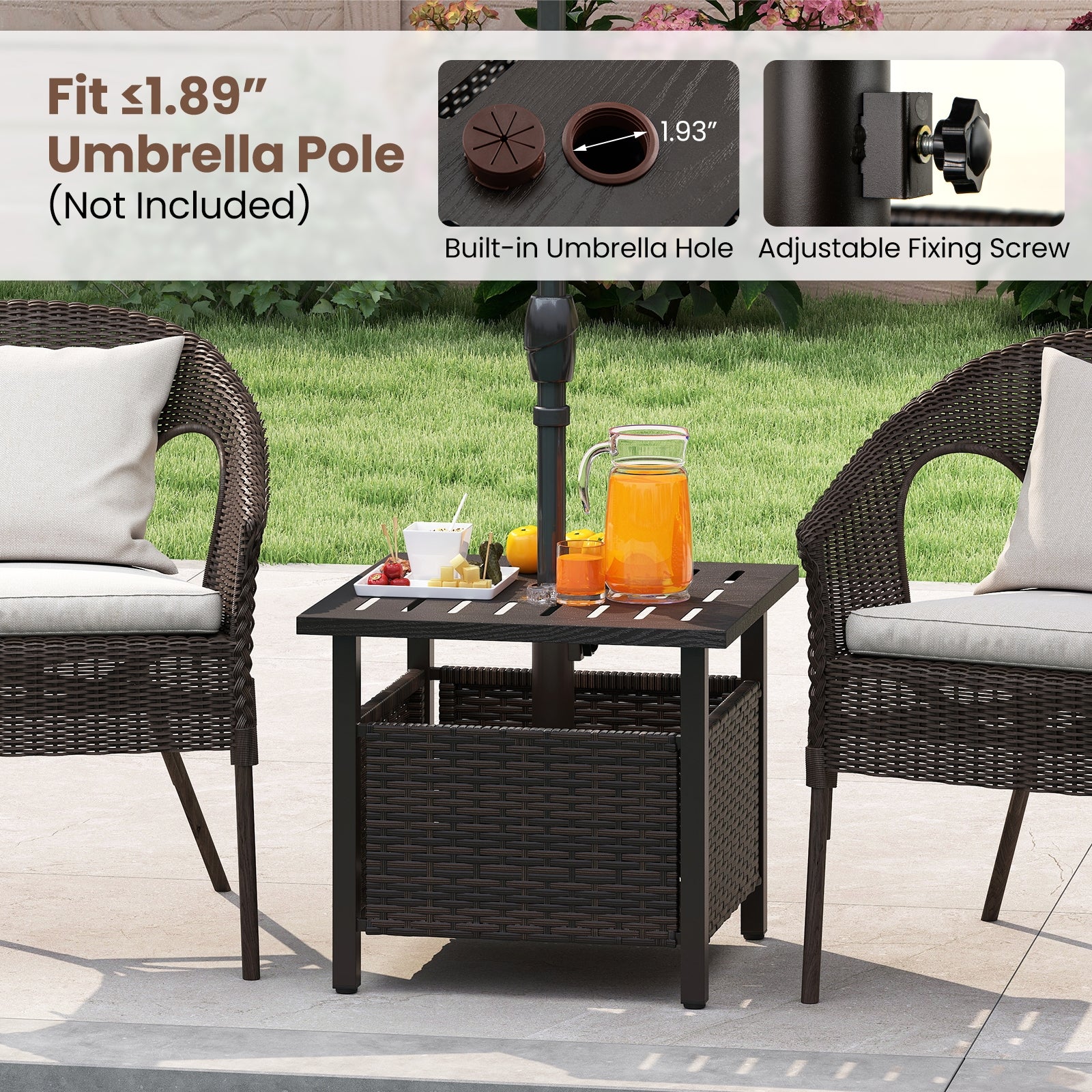 Outdoor Side Table, All-Weather PE Wicker Patio Table, Brown Patio Coffee Tables at Gallery Canada