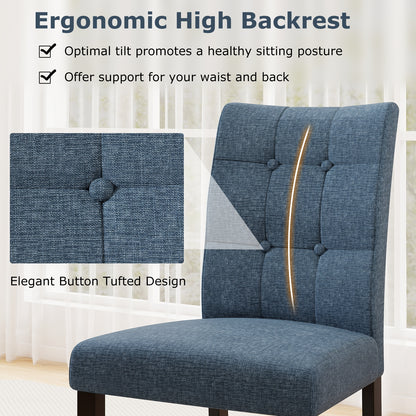 Set Of 2 Tufted Dining Chairs, Armless, Rubber Wood Legs, Dark Blue Dining Chairs at Gallery Canada