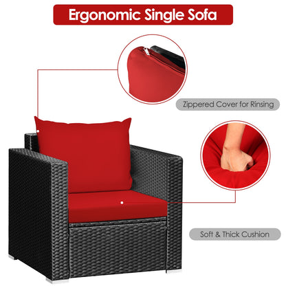 3-Piece Patio Wicker Furniture Set With Cushion, Red Patio Conversation Sets at Gallery Canada