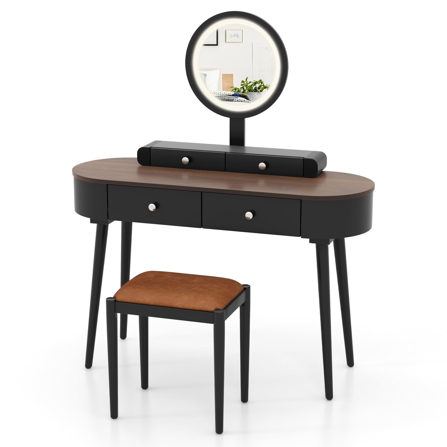 Makeup Vanity Table Set With LED Mirror, 3 Drawers, Black Makeup Vanities at Gallery Canada